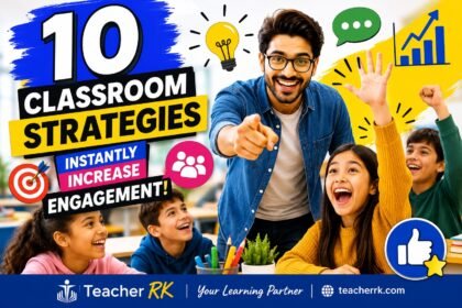 Teacher engaging students in an interactive classroom using active learning strategies