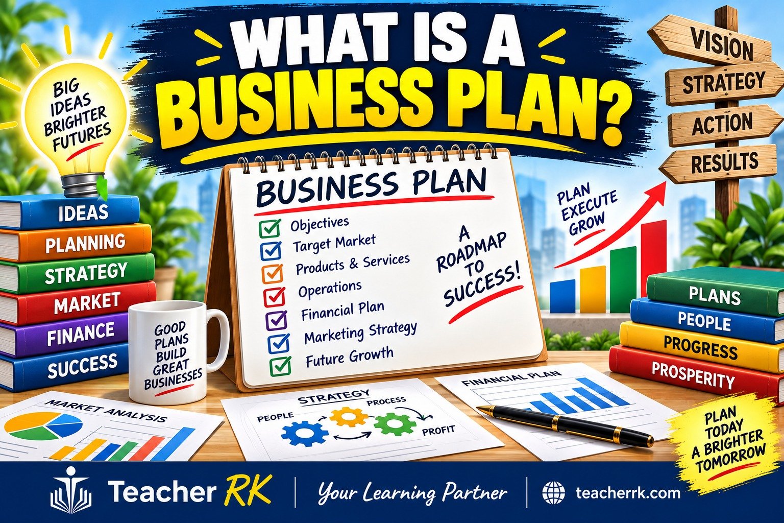 Business plan showing goals, strategies and financial projections